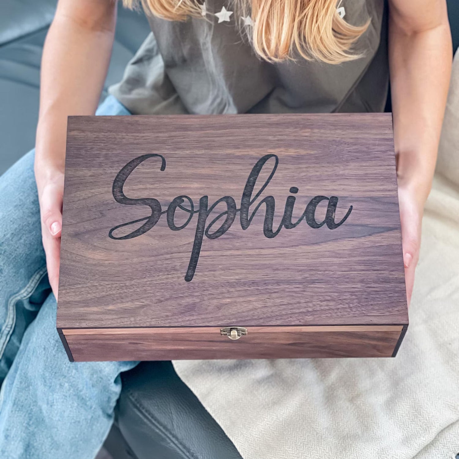 Engraved wooden gift box