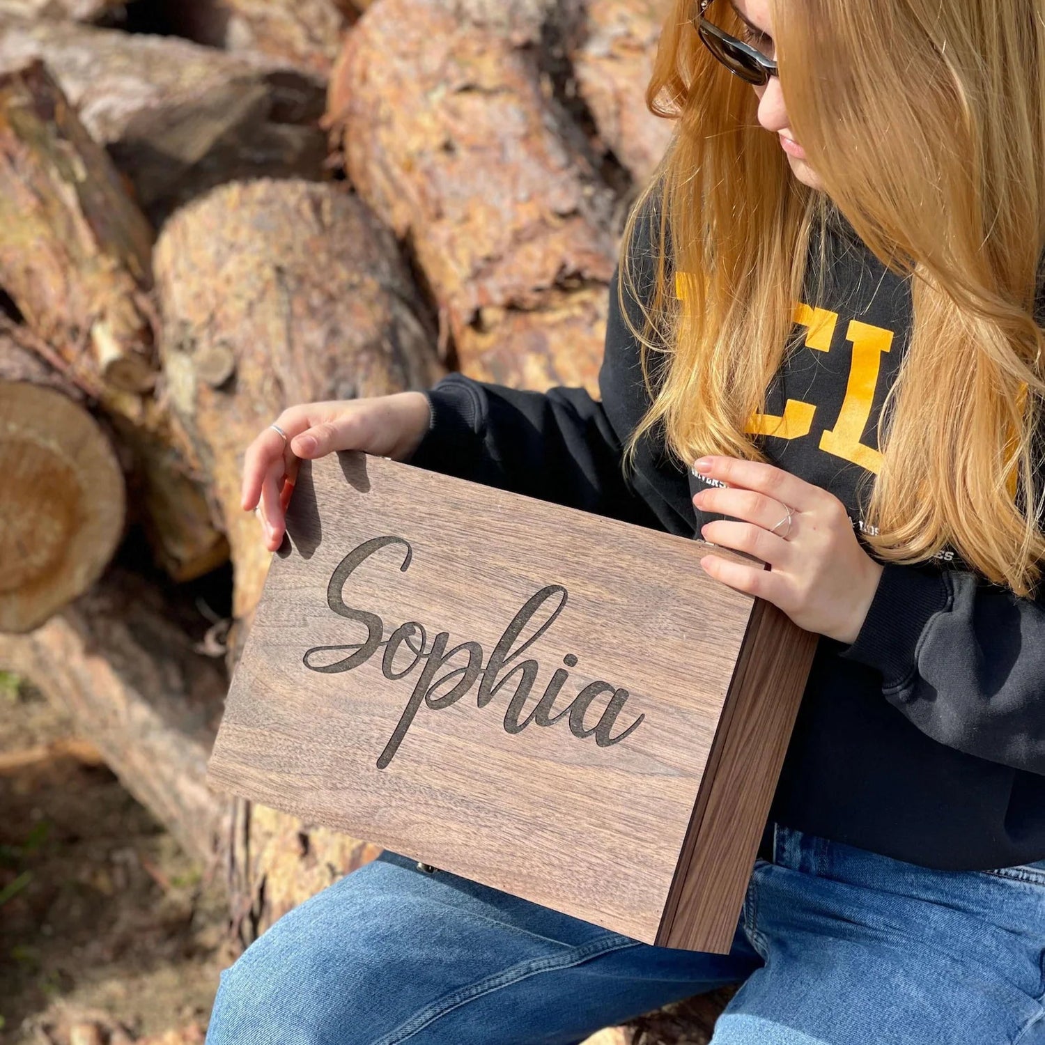 Engraved wooden gift box