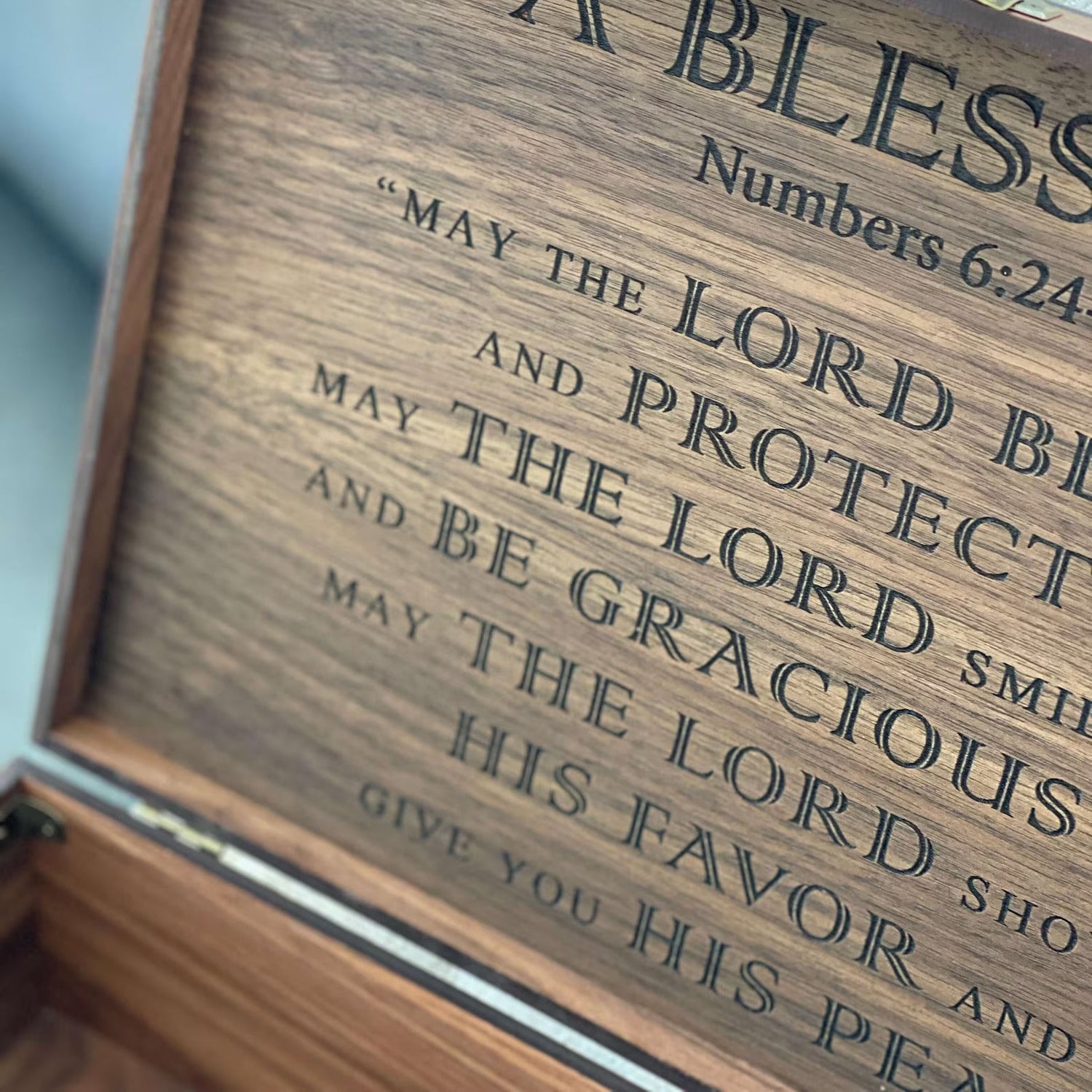 Engraved wooden gift box