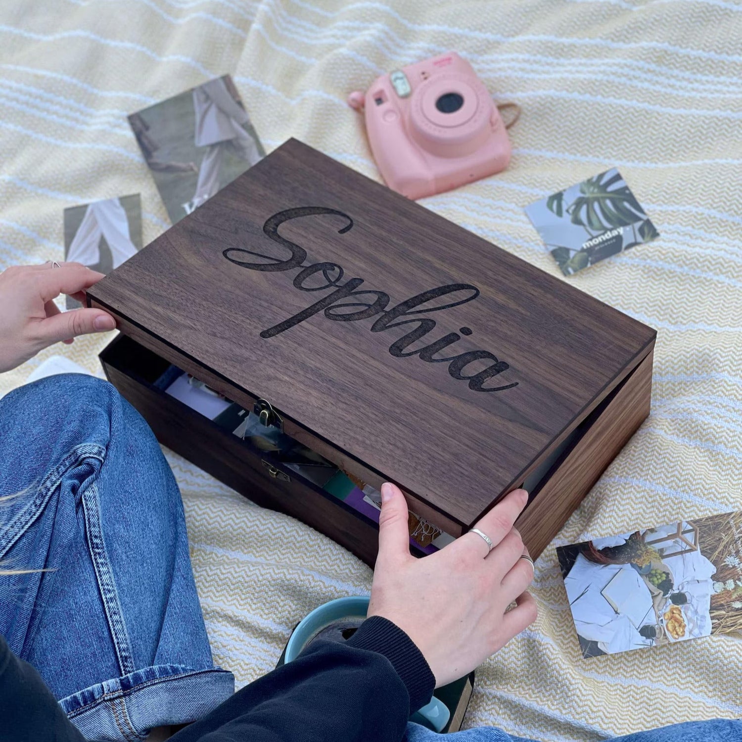Engraved wooden gift box