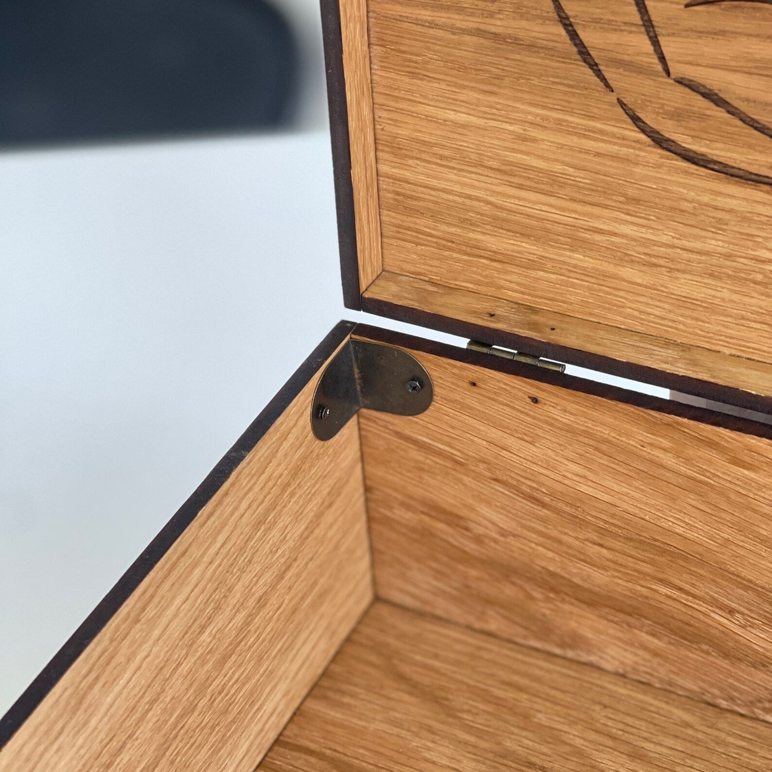 Wooden product with a hinge on a white background