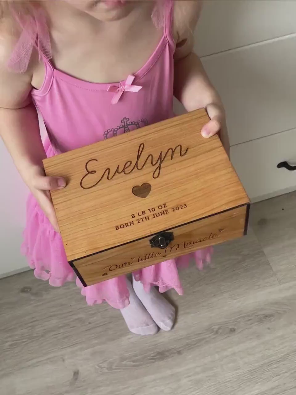 Personalized Wooden Memory Keepsake Storage Lock Box
