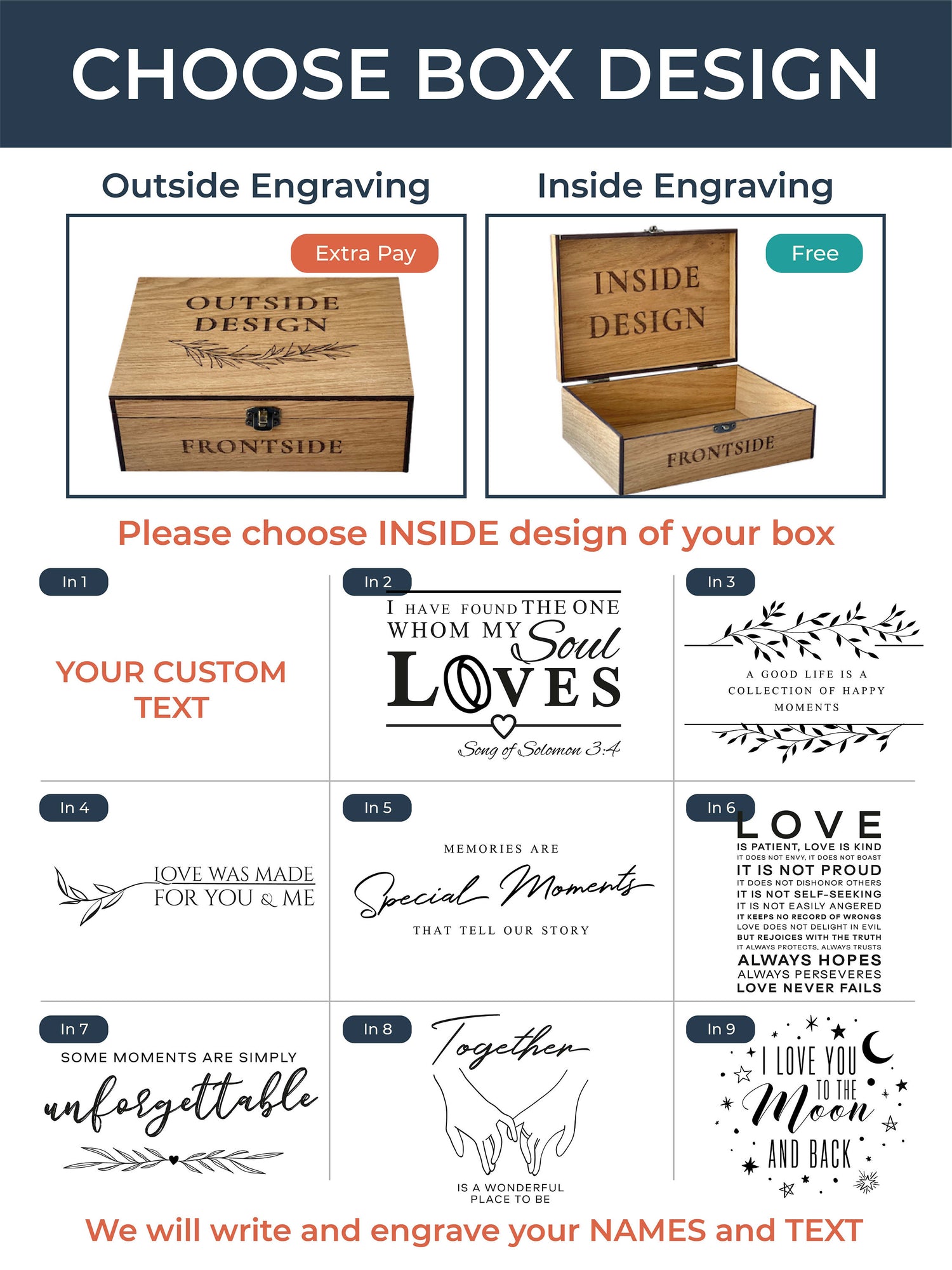 Personalized Memory Wooden Keepsake Stash Box - Wedding, Engagement gift for Him, Her, Gift for Boyfriend, Girlfriend, Couples, Women, Men