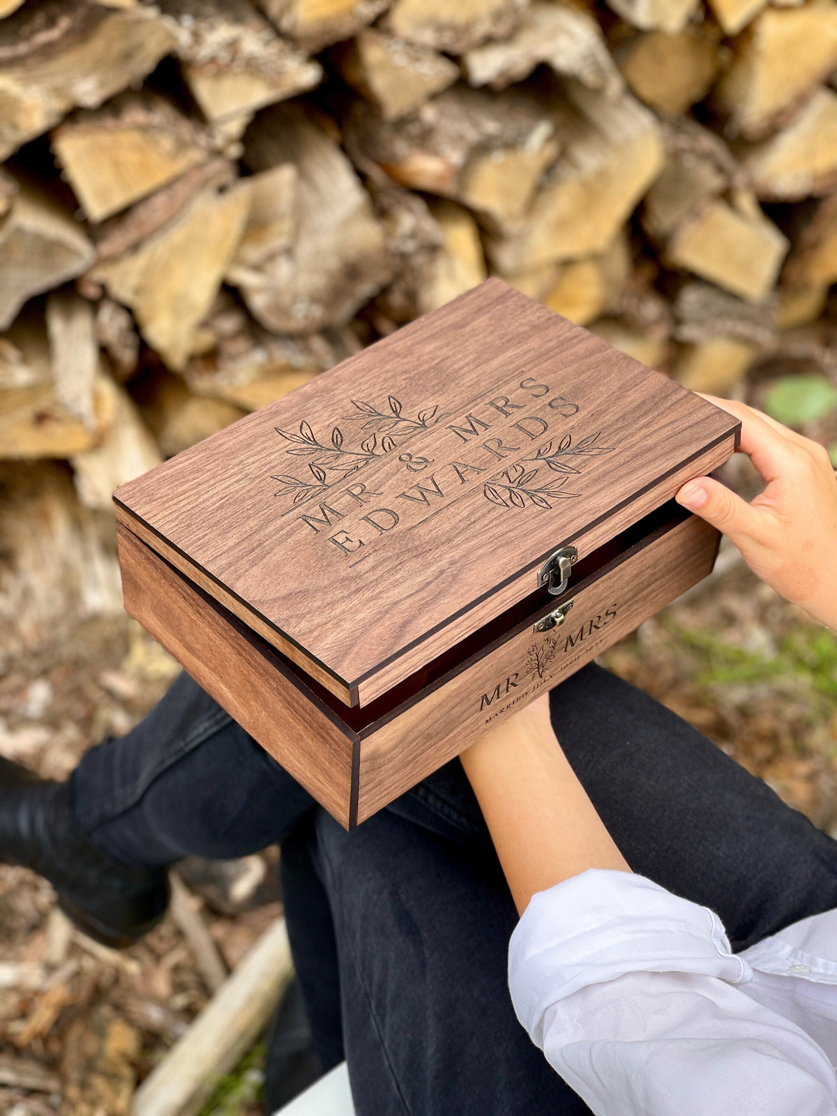 Custom Personalized Wooden Keepsake box - Wedding Card box, Anniversary, Engagement Gift for Couple, Bride, Groom, Wood Memory gift box